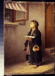 Um Aprendiz a observar um papagaio par Perov, Vasili Grigoryevich (1834-1882)