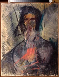 Portrait du poeteVladimir Mayakovski (ou Maiakovski, Mayakovsky, Majakovskij) (1893-1930) (Retrato do poeta Vladimir Mayakovsky) - Peinture de Vasili Nikolayevich Chekrygin (1897-1922), huile sur toile