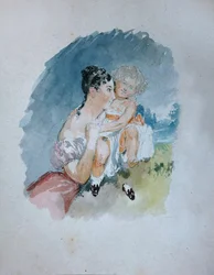 Retrato da Condessa Stefania zu Sayn-Wittgenstein, née Radziwill 1809-1832 com a Filha Maria, 1