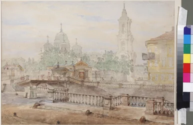 A Ponte Voznesensky sobre o Canal de Catherine, de Sadovnikov, Vasily Semyonovich (1800-1879). Aquarela sobre papel