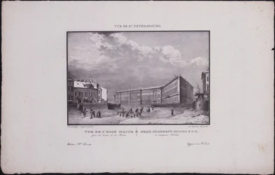 Vistas de São Petersburgo. O edifício do Estado Maior na margem do rio Moika, 1833