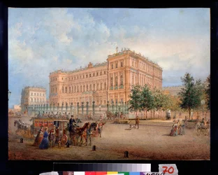 Vista do Palácio de Nicolau em São Petersburgo. Obra de Vasily Semyonovich Sadovnikov (1800-1879), aquarela sobre papel