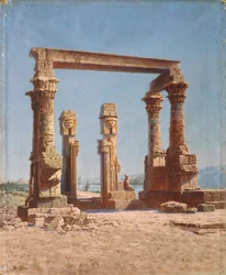 Uma ruína do templo do Egito