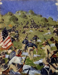 Carga dos Rough Riders em San Juan Hill em 1898, c. 1900