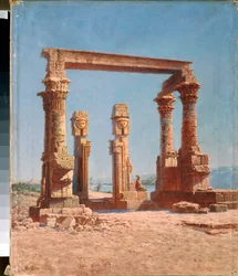 Ruínas de um Templo Egípcio (Ruínas do Templo Egípcio) - Pintura de Vasili Vasilyevich Vereshchagin (Vassili Vereshchagin) (1842-1904), óleo sobre tela, arte russa, paisagem do século XIX-XX - Museu Regional de Arte, Gorlovka (ou Horlivka) (Ucrânia )
