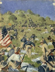 Theodore Roosevelt tomando as colinas de Saint-Juan