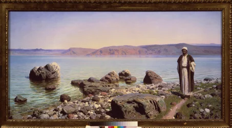 Jesus em frente ao Mar da Galiléia (Lago de Genesareth) - Jesus no Mar da Galiléia - Pintura de Vasili Dmitrievich Polenov (1844-1927), óleo sobre tela