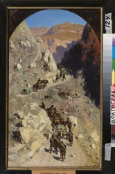 Artilharia nas montanhas do Cáucaso (Episódio da conquista do Cáucaso do Norte pelo Império Russo, campanha 1853-1856). Pintura de Vasili Dmitrievich Polenov (1844-1927), óleo sobre tela