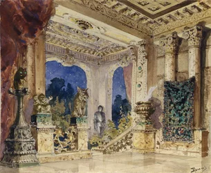 Cenografia para a ópera A rosa escarlate de N. Krotkov, 1884
