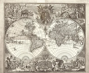 Mapa de hemisfério duplo do mundo, 1713