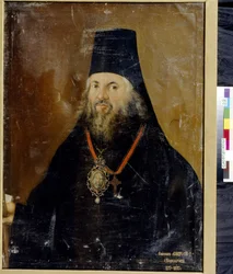 Retrato de Ambrosious, Arcebispo de Vyatka Slobodskoy (1752-1809). Pintura de Vasily Kornilovich Lytkin (activo entre 1793 e 1802), óleo sobre tela