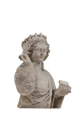 Um busto de mármore esculpido de uma santa mulher coroada (mármore)