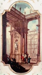 Canteiro de obras de uma vila em Venetie Pintura da escola veneziana. Século XVIII Veneza Galleria del Accademia