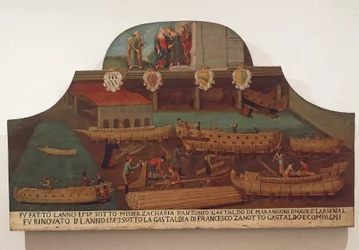 Sinalização do Grémio de carpintaria naval no Arsenale de Veneza