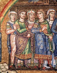 Vida de Noé, os filhos de Noé (detalhe em mosaico