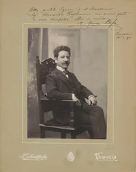 Retrato do organista e compositor Marco Enrico Bossi 1861-1925 , c. 1900.