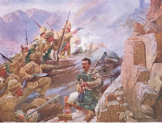 A invasão de Dargai, ilustração deCassells História da Inglaterra, de 1900