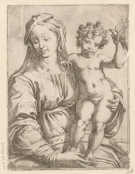 Maria com Criança e um pássaro