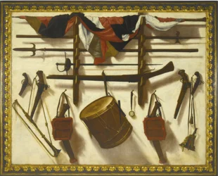 Trompe loeil com um suporte para armas