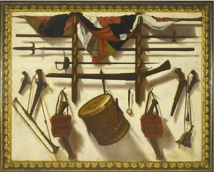 Trompe loeil com um suporte para armas