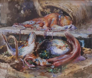 Pesca marítima (aguarela sobre papel)