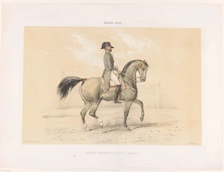 Laurent Franconi montando sua égua Norma Laurent Franconi Montant la Norma. (título no objeto) Cavalos e Cavaleiros no Hipódromo (título da série) Hippodrôme nacional (título da série no objeto)