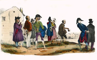 Martin, o jogador da bola. Em "Album Grotesque, Choices of Outstanding Types", ilustrações de Victor Adam, Paris, cerca de 1850.
