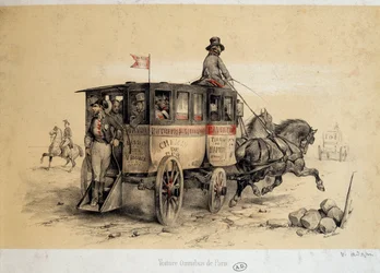 Paris omnibus car - Litografia de Adam, ca. 1840
