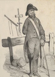 Soldado com perna de pau, meados do século XIX.
