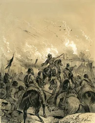 Tomada de Roma pelos gauleses após a batalha de Allia, em 390. Gravura de Victor Adam (1801-1866) no livro "A França na Idade Média", publicado pelos irmãos Ardant em meados do século XIX.