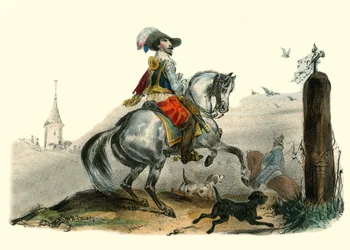 O Visconde de Sommiere, cavalheiro do Languedoc e senhor do campo. Em "Album Grotesque, Choices of Outstanding Types", ilustrações de Victor Adam, Paris, cerca de 1850.