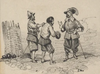 Três homens discutindo, meados do século XIX.