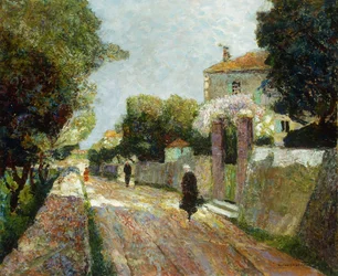 Sunny Village Street; Rue de Village Ensoleillee