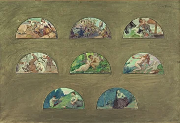 Esboço para a sala de jantar do Hôtel de Ville em Paris: Les nourritures - Les plaisirs - Les sens (tímpanos semi-circulares), entre 1891 e 1892 (óleo sobre tela)