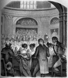 Recepção da Abbe Jean Sibrake (Jean-Sibrakes) (Siffrein) Maury (1746-1817) na Academia Francaise em 1785 - Gravação por Franck