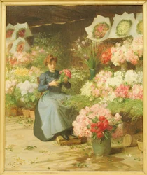 Vendedor de flores em frente à Igreja Madeleine