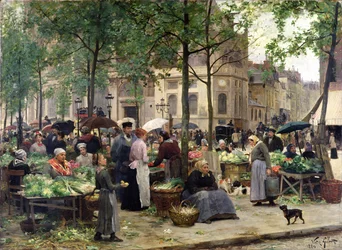 A praça em frente a Les Halles, 1880