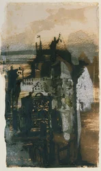 Um castelo renascentista (nanquim, guache e sépia sobre papel)