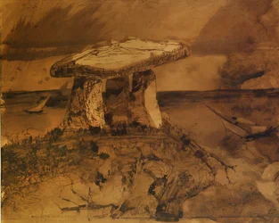 Dolmen ou falou comigo a boca da sombra (caneta e tinta e lavar no papel)