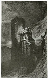 O Tourgue - ilustração de quatro vinte e treze, do século XIX (gravura bw)