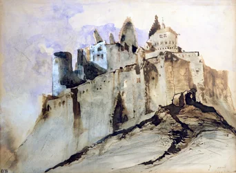 O Chateau de Vianden, 1871 (wc, caneta e tinta e papel)