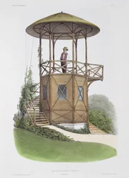 Pavilhão rústico em Marcilly, de &39;Habitations Champetres&39;, gravado por Beaquet Freres, c.1855