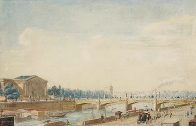 Vista da Pont de la Concorde e do Palais Bourbon em Paris