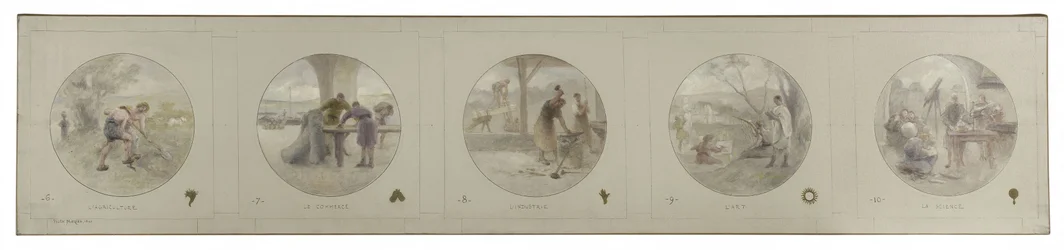 Esboço para a Galeria Lobau da Câmara Municipal de Paris: Agricultura. Comércio. Indústria. Arte. Ciência, em 1890 (lápis, óleo sobre tela)