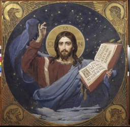 Cristo Pantocrator de Viktor Mikhaylovich Vasnetsov (1848-1926), 1885-1896 - Galeria Estatal Tretiakov, Moscovo