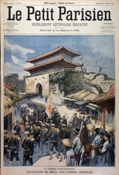 O exército japonês ocupa Seul, Coreia - Gravura de Le Petit Parisien, 28/02/1904