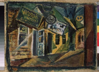 Mercado em Suyfun (Rússia). Pintura de Viktor (Victor) Nikandrovich Palmov (1888-1929), óleo sobre tela