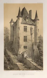 Arquitetura pitoresca ou monumentos do século XV. E XVI. Séculos: Castelos da França dos Séculos XV e XVI: Pl. 60, Casa Fortificada em Uzerches (Corrère)
