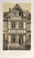 Arquitetura pitoresca ou monumentos do século XV. E XVI. Séculos: Chateaux Da França Dos Séculos XV E XVI: Pl. 25, Casa De Madeira Esculpida Em Cravan (Yonne)