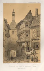 Arquitetura pitoresca ou monumentos do século XV. E XVI. Séculos: Chateaux De France dos séculos XV e XVI: Pl. 5, Casa de madeira em Bourbon-Lancy (Saone et Loire)